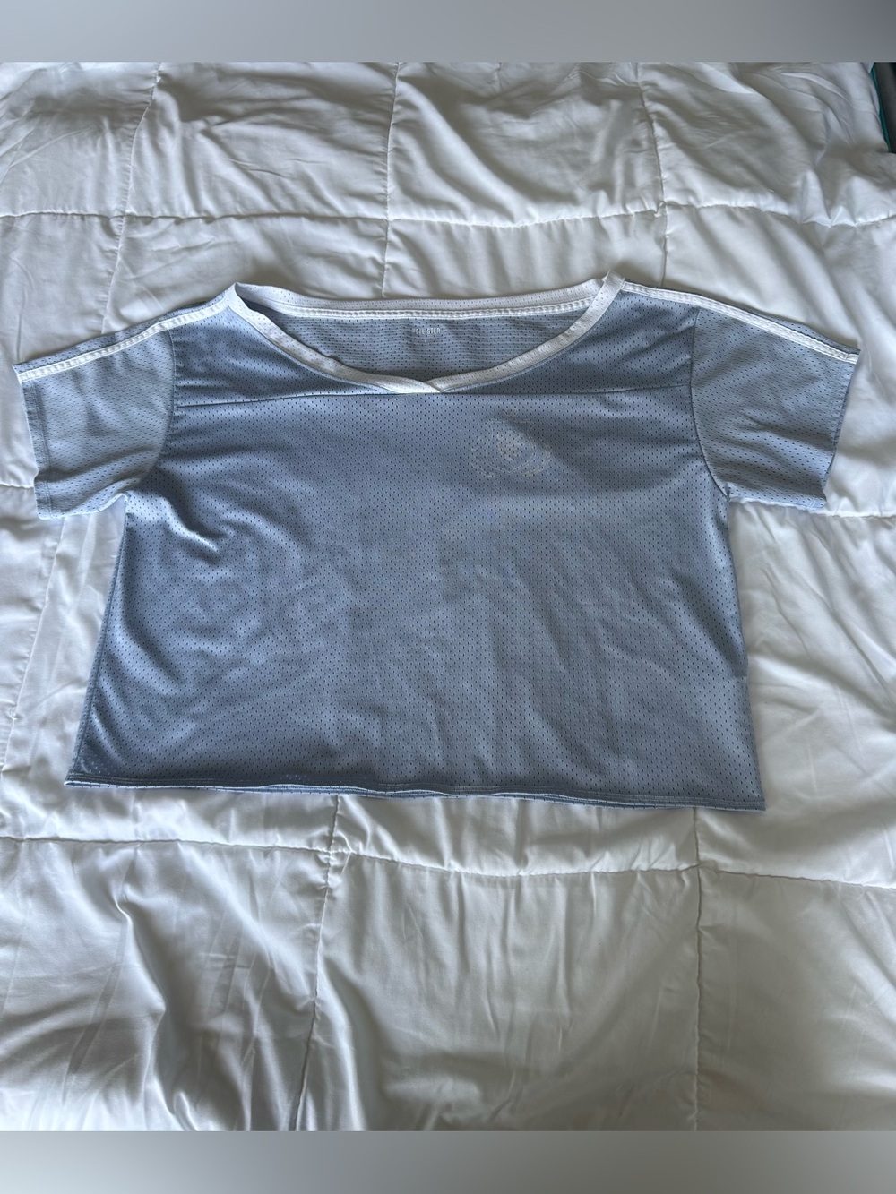 Hollister Pale Blue Mesh Short Sleeve Tee with White Trim